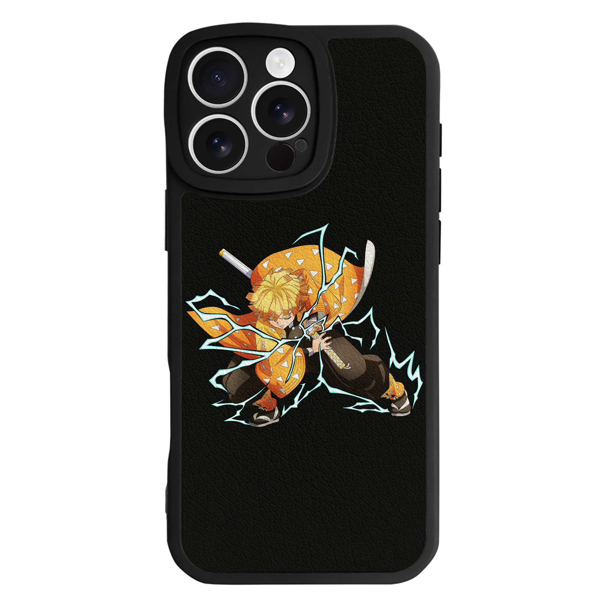 （画像用） 鬼滅の刃（きめつのやいば）我妻 善逸／あがつま ぜんいつ Agatsuma Zenitsu 【iPhone 16シリーズ対応】シリコンスマホケース（レザー調） 材質：シリコン